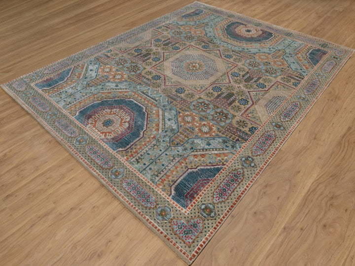 7'11" x 10'2" New Hand Knotted Brown Wool & Silk Rectangle Oriental Rug - MOA10291894