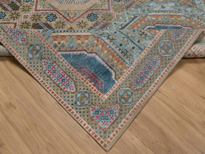 7'11" x 10'2" New Hand Knotted Brown Wool & Silk Rectangle Oriental Rug - MOA10291894