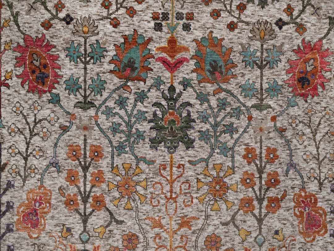 6'2" x 9'2" New Hand Knotted Ivory Wool & Silk Rectangle Oriental Rug - MOA10291896