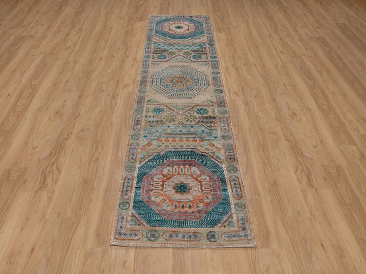 2'6" x 10'1" New Hand Knotted Brown Wool & Silk Runner Oriental Rug - MOA10291897