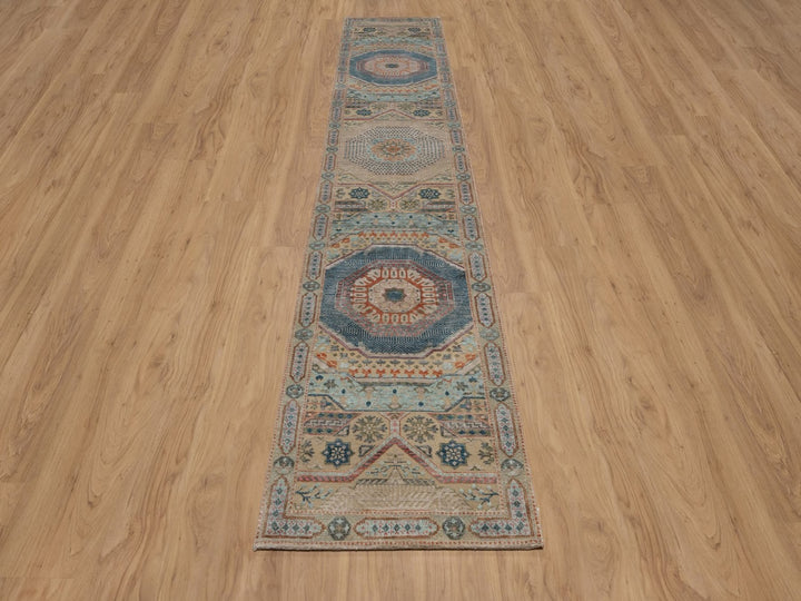 2'7" x 13'11" New Hand Knotted Brown Wool & Silk Runner Oriental Rug - MOA10291899