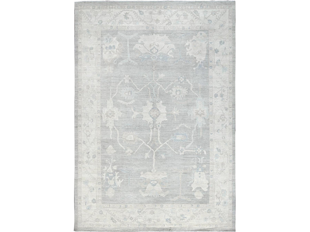 9'8" x 13'10" New Hand Knotted Grey Wool Rectangle Oriental Rug - MOA102918