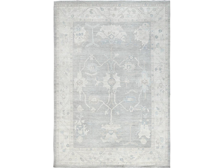 9'8" x 13'10" New Hand Knotted Grey Wool Rectangle Oriental Rug - MOA102918