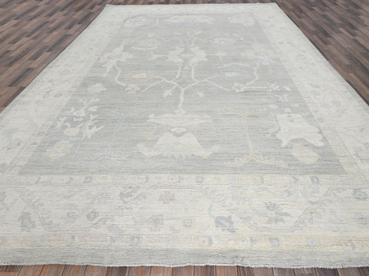 9'8" x 13'10" New Hand Knotted Grey Wool Rectangle Oriental Rug - MOA102918