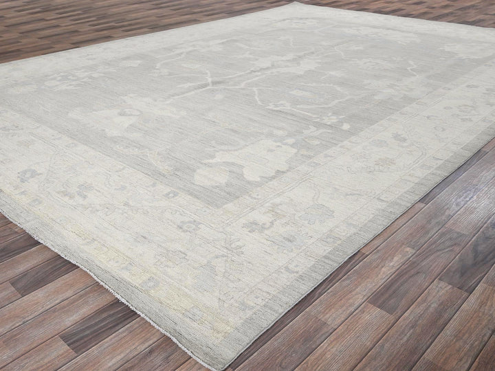 9'8" x 13'10" New Hand Knotted Grey Wool Rectangle Oriental Rug - MOA102918