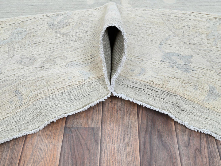 9'8" x 13'10" New Hand Knotted Grey Wool Rectangle Oriental Rug - MOA102918