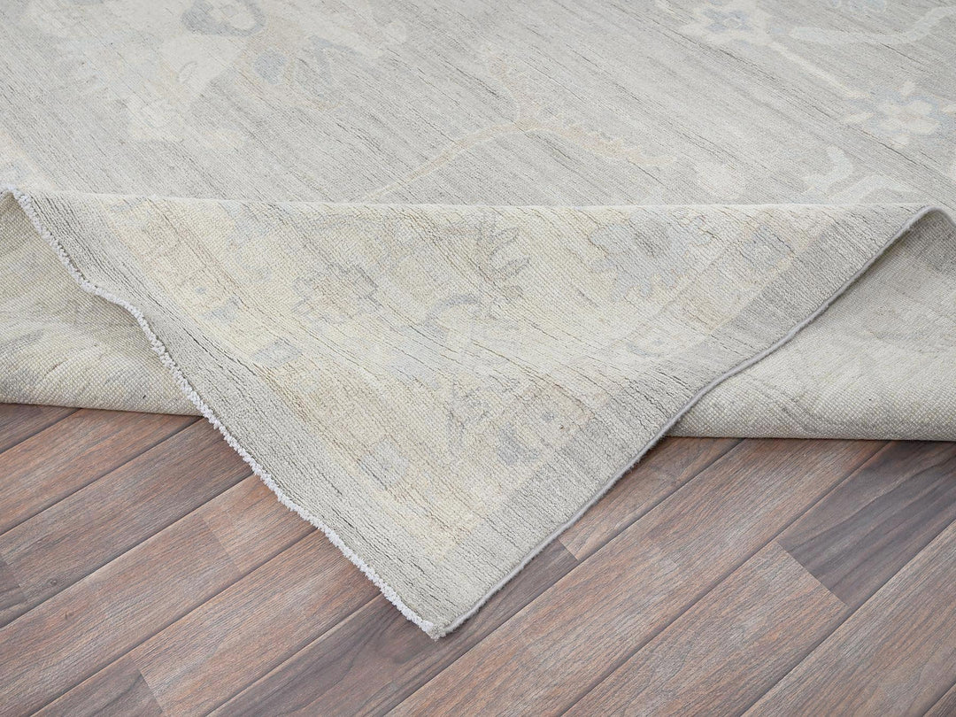 9'8" x 13'10" New Hand Knotted Grey Wool Rectangle Oriental Rug - MOA102918