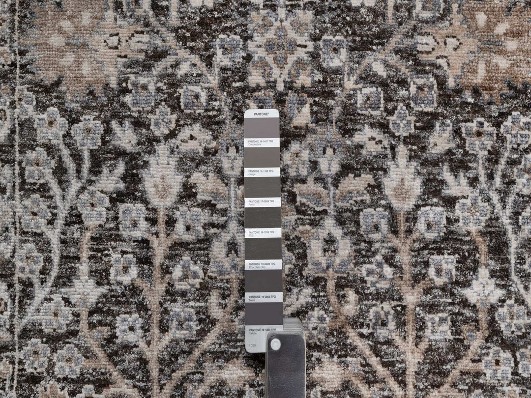 2'6" x 11'10" New Hand Knotted Brown Wool & Silk Runner Oriental Rug - MOA10291900