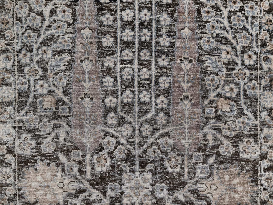 2'6" x 11'10" New Hand Knotted Brown Wool & Silk Runner Oriental Rug - MOA10291900