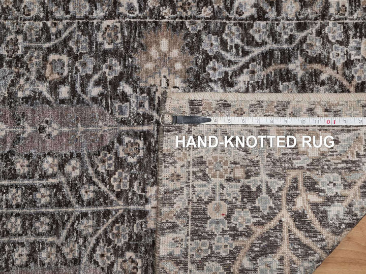 2'6" x 11'10" New Hand Knotted Brown Wool & Silk Runner Oriental Rug - MOA10291900