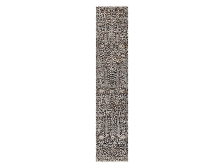 2'4" x 11'11" New Hand Knotted Brown Wool & Silk Runner Oriental Rug - MOA10291901