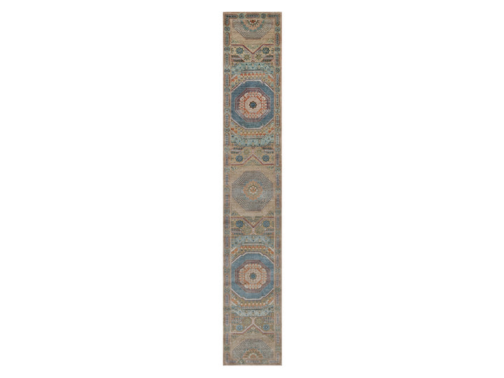 2'7" x 15'10" New Hand Knotted Brown Wool & Silk Runner Oriental Rug - MOA10291902