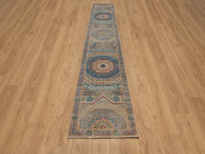 2'7" x 15'10" New Hand Knotted Brown Wool & Silk Runner Oriental Rug - MOA10291902