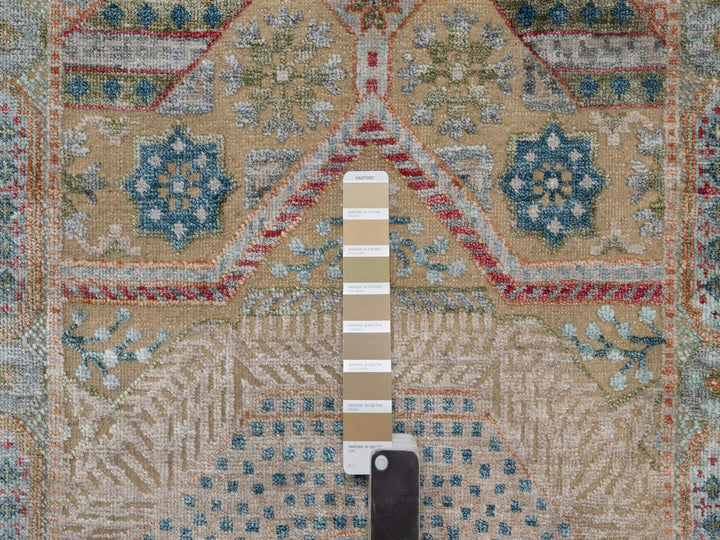 2'7" x 15'10" New Hand Knotted Brown Wool & Silk Runner Oriental Rug - MOA10291902