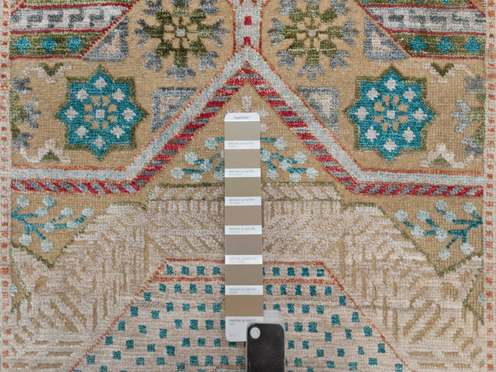 2'7" x 12'1" New Hand Knotted Brown Wool & Silk Runner Oriental Rug - MOA10291903