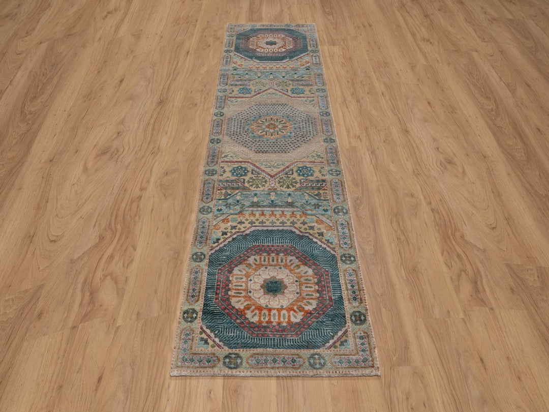 2'7" x 9'11" New Hand Knotted Brown Wool & Silk Runner Oriental Rug - MOA10291904