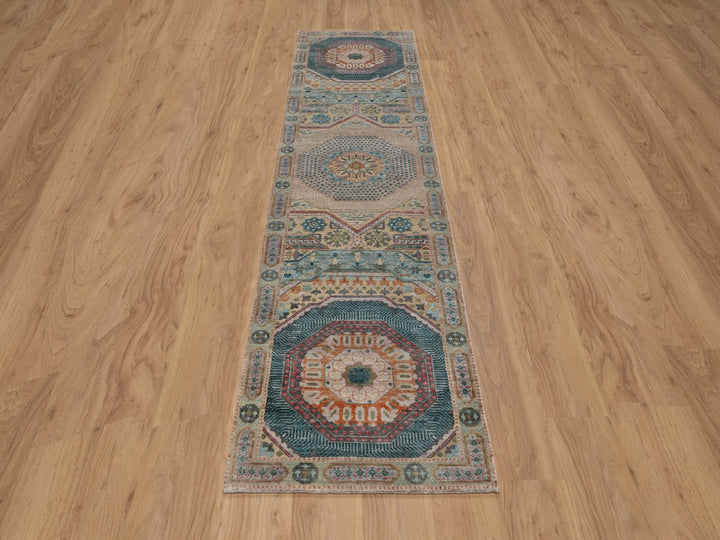 2'7" x 9'11" New Hand Knotted Brown Wool & Silk Runner Oriental Rug - MOA10291904