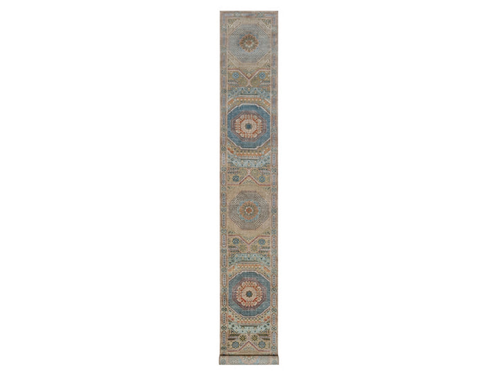 2'7" x 18'0" New Hand Knotted Brown Wool & Silk Runner Oriental Rug - MOA10291905
