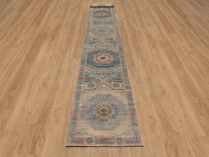 2'7" x 18'0" New Hand Knotted Brown Wool & Silk Runner Oriental Rug - MOA10291905