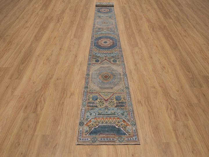 2'6" x 21'10" New Hand Knotted Brown Wool & Silk Runner Oriental Rug - MOA10291907