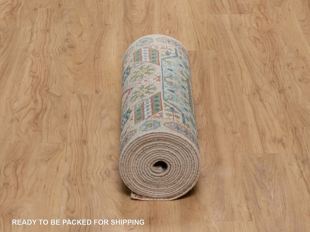 2'6" x 21'10" New Hand Knotted Brown Wool & Silk Runner Oriental Rug - MOA10291907