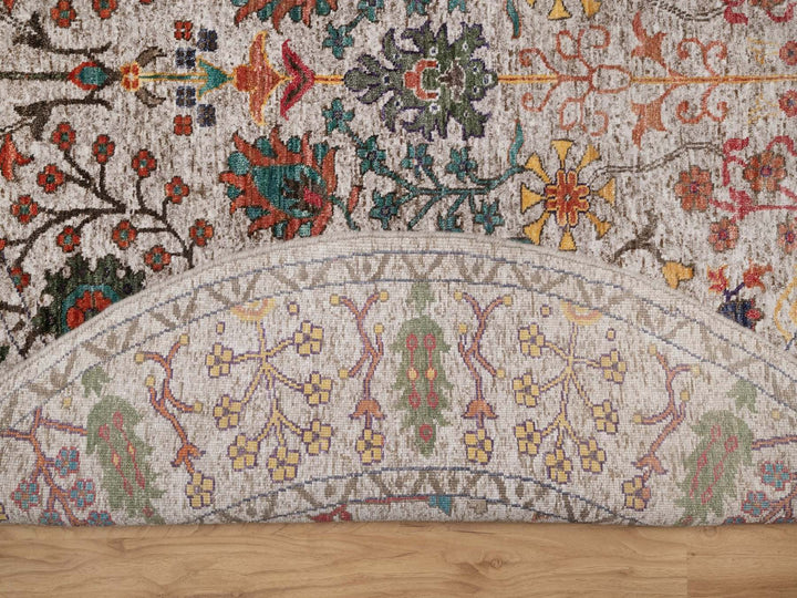 6'0" x 6'0" New Hand Knotted Ivory Wool & Silk Round Oriental Rug - MOA10291908