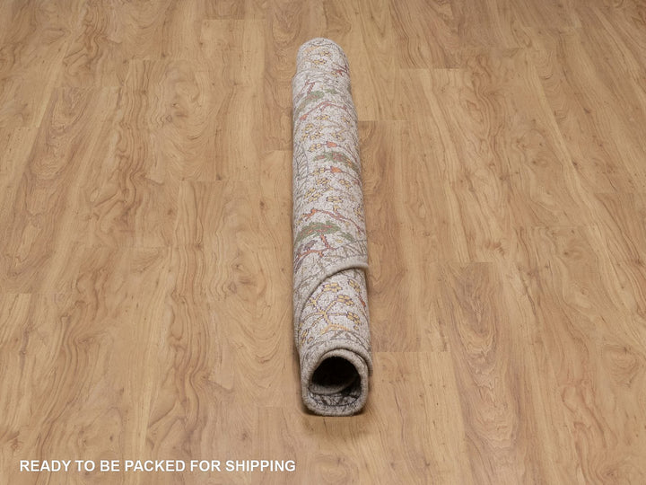 6'0" x 6'0" New Hand Knotted Ivory Wool & Silk Round Oriental Rug - MOA10291908