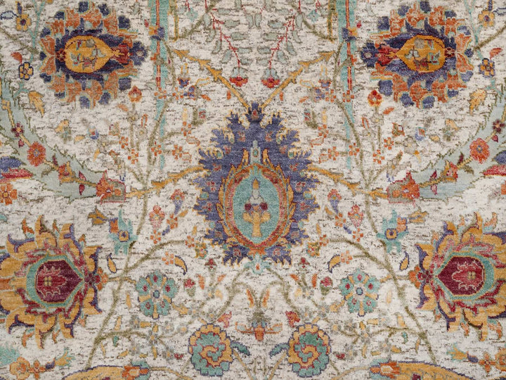 6'0" x 6'0" New Hand Knotted Ivory Wool & Silk Round Oriental Rug - MOA10291909