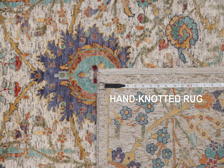 6'0" x 6'0" New Hand Knotted Ivory Wool & Silk Round Oriental Rug - MOA10291909