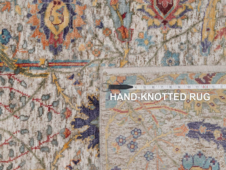 4'0" x 5'11" New Hand Knotted Ivory Wool & Silk Rectangle Oriental Rug - MOA10291911