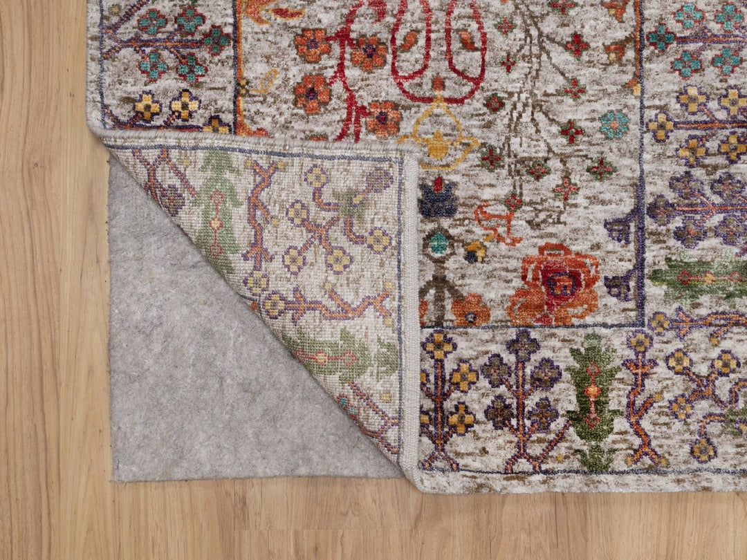 2'7" x 8'2" New Hand Knotted Ivory Wool & Silk Runner Oriental Rug - MOA10291914