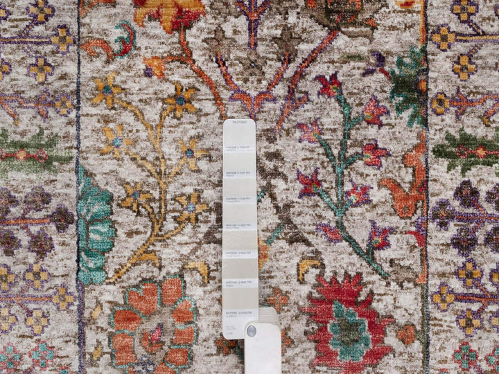 2'7" x 8'2" New Hand Knotted Ivory Wool & Silk Runner Oriental Rug - MOA10291914