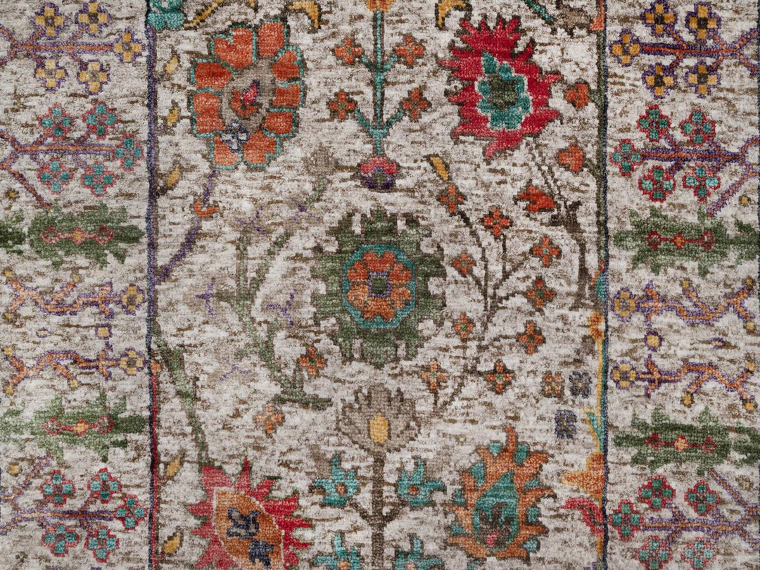2'7" x 8'2" New Hand Knotted Ivory Wool & Silk Runner Oriental Rug - MOA10291914