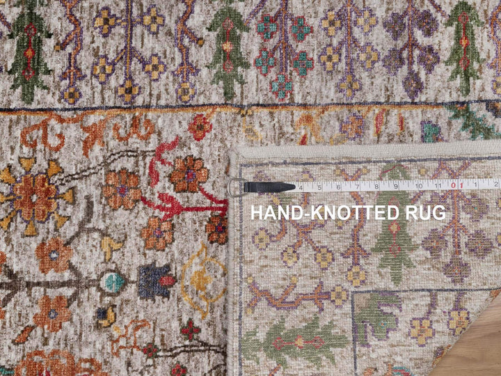 2'7" x 8'2" New Hand Knotted Ivory Wool & Silk Runner Oriental Rug - MOA10291914