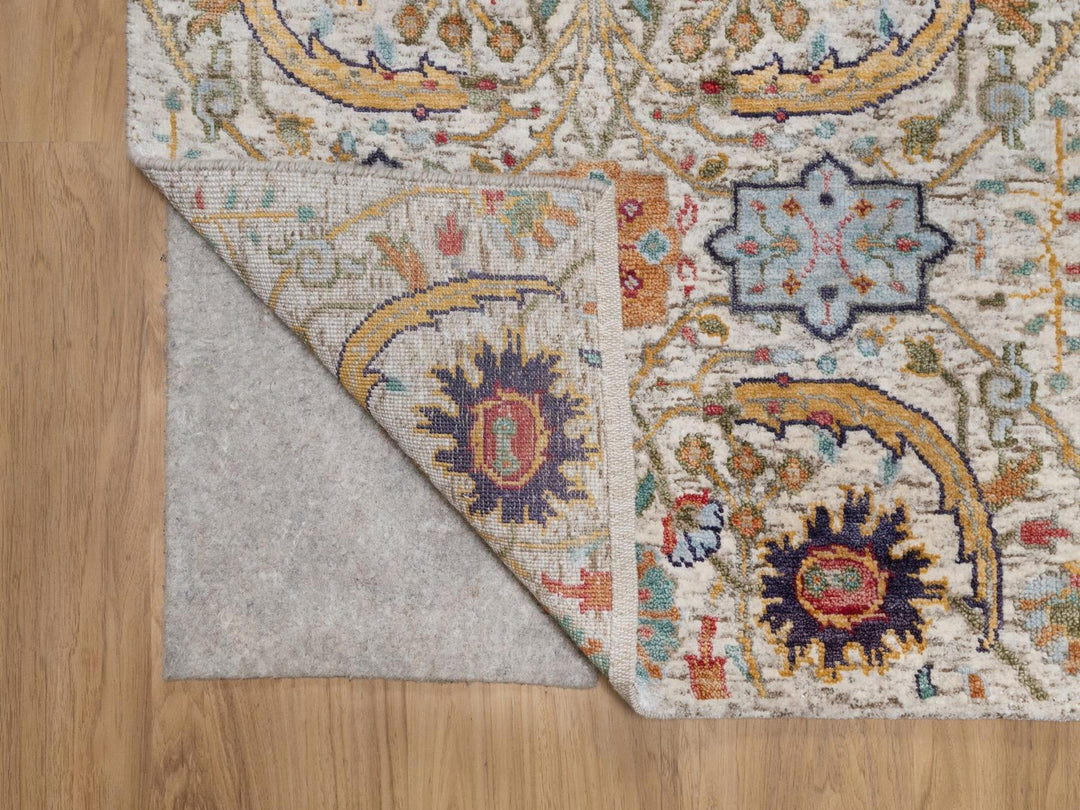 2'5" x 5'11" New Hand Knotted Ivory Wool & Silk Runner Oriental Rug - MOA10291915