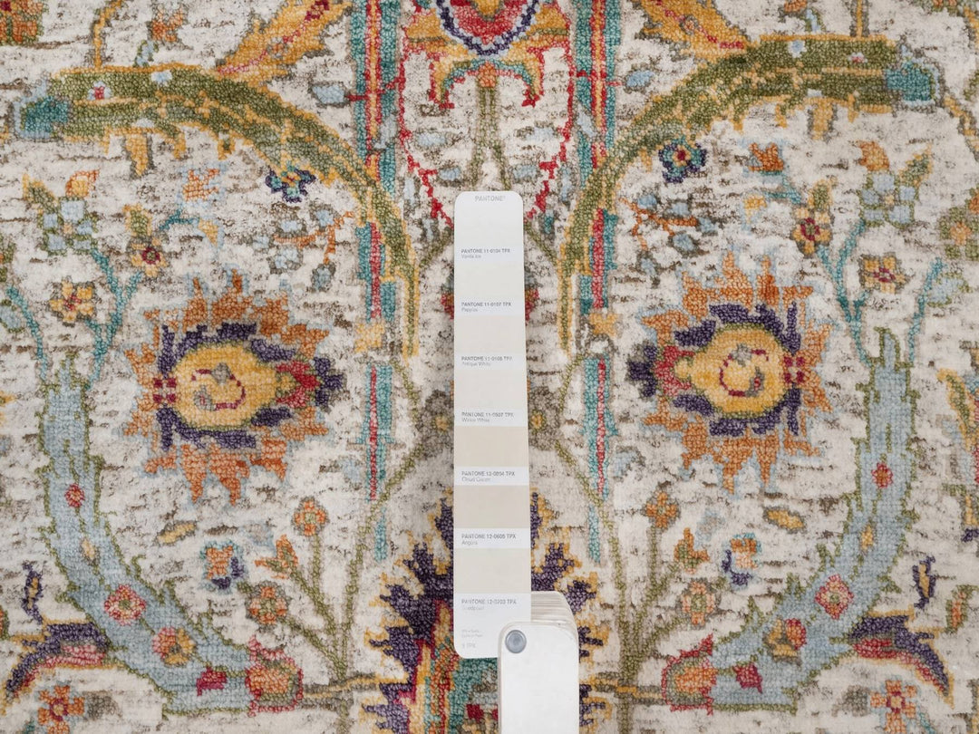 2'5" x 5'11" New Hand Knotted Ivory Wool & Silk Runner Oriental Rug - MOA10291915