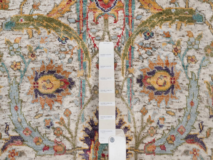 2'5" x 5'11" New Hand Knotted Ivory Wool & Silk Runner Oriental Rug - MOA10291915