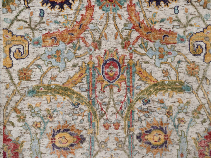 2'5" x 5'11" New Hand Knotted Ivory Wool & Silk Runner Oriental Rug - MOA10291915