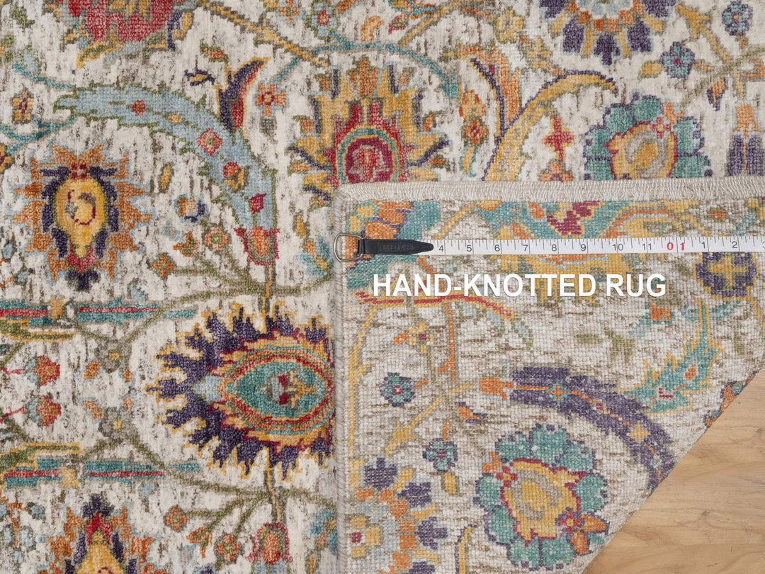 2'5" x 5'11" New Hand Knotted Ivory Wool & Silk Runner Oriental Rug - MOA10291915