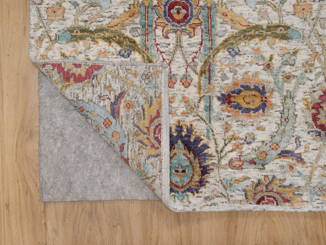 2'7" x 8'1" New Hand Knotted Ivory Wool & Silk Runner Oriental Rug - MOA10291916