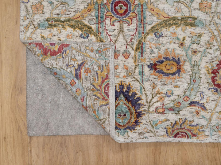 2'7" x 8'1" New Hand Knotted Ivory Wool & Silk Runner Oriental Rug - MOA10291916
