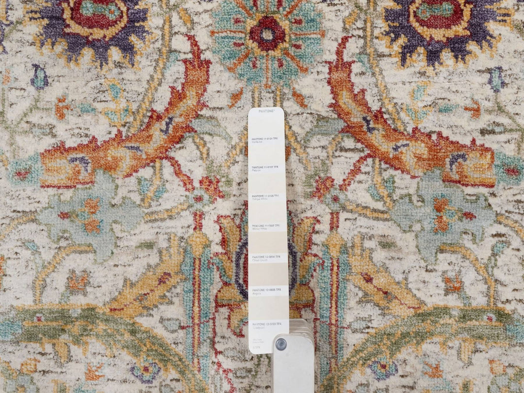 2'7" x 8'1" New Hand Knotted Ivory Wool & Silk Runner Oriental Rug - MOA10291916