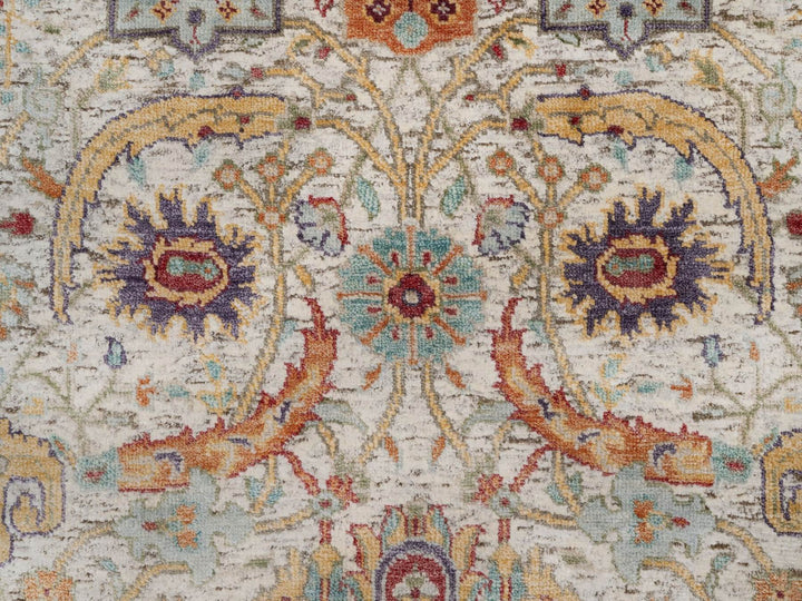 2'7" x 8'1" New Hand Knotted Ivory Wool & Silk Runner Oriental Rug - MOA10291916