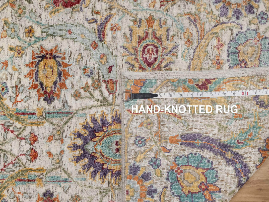 2'7" x 8'1" New Hand Knotted Ivory Wool & Silk Runner Oriental Rug - MOA10291916