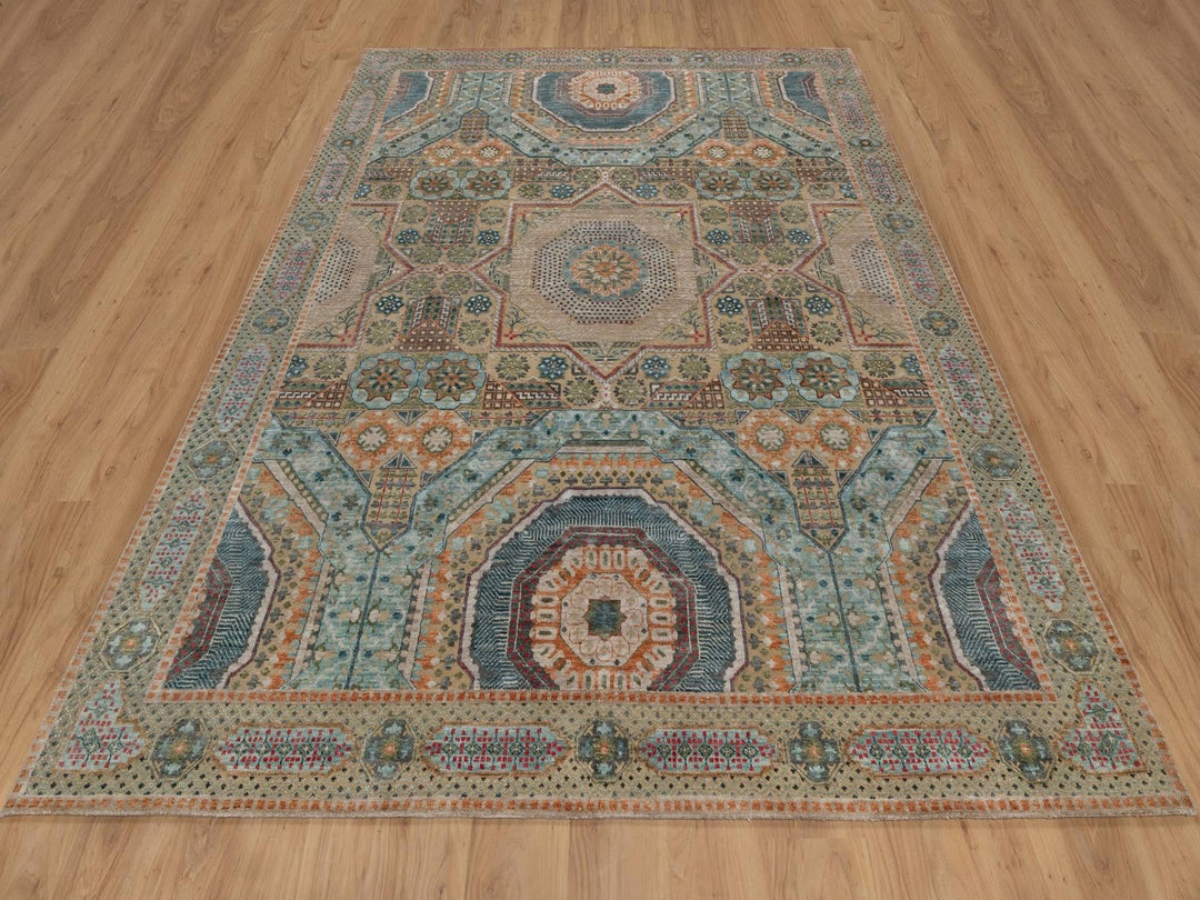 7'11" x 10'0" New Hand Knotted Brown Wool & Silk Rectangle Oriental Rug - MOA10291918