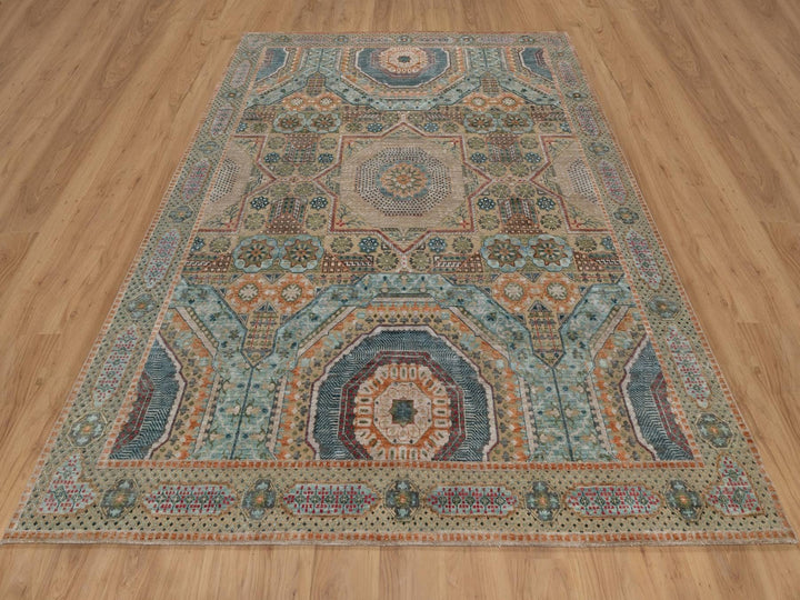 7'11" x 10'0" New Hand Knotted Brown Wool & Silk Rectangle Oriental Rug - MOA10291918