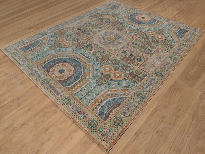 7'11" x 10'0" New Hand Knotted Brown Wool & Silk Rectangle Oriental Rug - MOA10291918