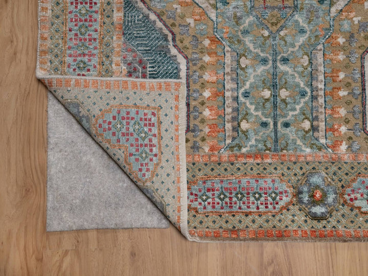 7'11" x 10'0" New Hand Knotted Brown Wool & Silk Rectangle Oriental Rug - MOA10291918