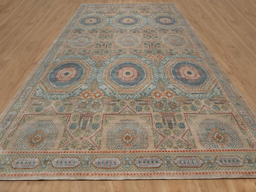 11'11" x 18'3" New Hand Knotted Brown Wool & Silk Rectangle Oriental Rug - MOA10291920