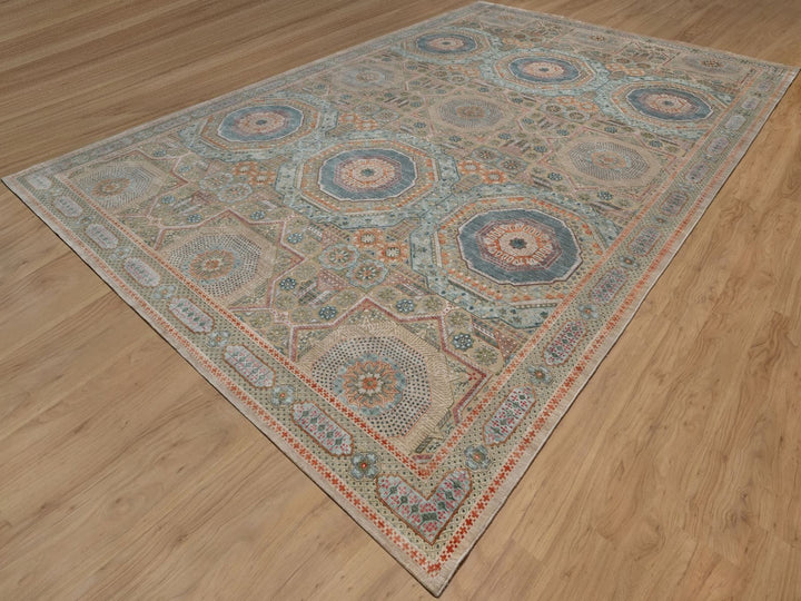 11'11" x 18'3" New Hand Knotted Brown Wool & Silk Rectangle Oriental Rug - MOA10291920
